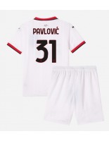 AC Milan Strahinja Pavlovic #31 Bortedraktsett Barn 2024-25 Korte ermer (+ bukser)